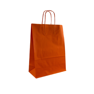 Orangene Papierkordeltasche Maße 26+12x35